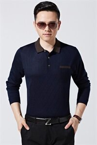 7623/P45 春秋新款中年polo衫男爸爸长袖T恤秋装父亲POLO衫图片