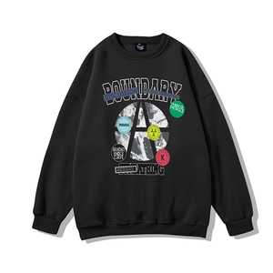 白底22秋季新款街头hiphop印花套头百搭圆领卫衣 W1005P30控48图片