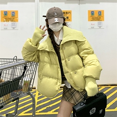 短款羽绒服女2025冬季韩系超好看连帽面包服白鸭绒厚外套，女装羽绒服，诺蝶