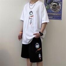 网红短袖时尚短裤套装男夏季潮牌帅气时装两件套A161-2-TZ03-P50，男装休闲套装，电商A161-2