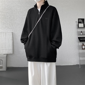 8XL-M重磅软糯美式半拉链立领卫衣男秋宽松大码复古POLO衫WY32P58图片