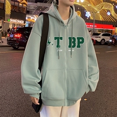 H177P70加绒75美式高街连帽卫衣秋冬外套ins潮牌拉链开衫宽松，女装短外套，星座304A