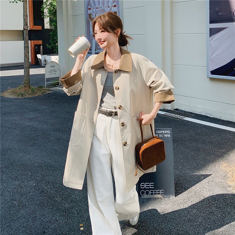 现货！2025秋装新款气质复古撞色风衣外套女2C325-513P160K238,女装风衣,2C325