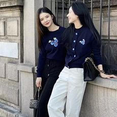 2025年秋季通勤单件长袖蓝莓提花套头休闲/淑女，女装羊毛衫，百纯羊绒