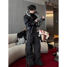 网图美潮PU皮机车服红铆钉座山雕棉服外套W1888/特P148，男装棉衣，电商B350