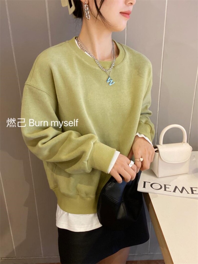 磨毛拼接卫衣，女装卫衣/绒衫，燃已