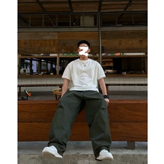 网图慎用美式纯棉褶皱拼接大码中性弯刀工装裤男K24042特P45控88，男装休闲裤，电商A001-1