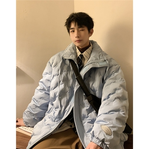1定制面料棉衣大码M-5XL港风情侣半高领棉服外套男8707P125控168图片