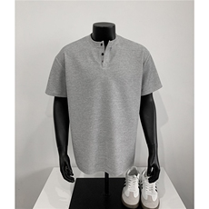 现货特批250克男装夏季新款宽松短袖T恤夏装亨利领打底衫S398P16，男装T恤，电商A233-1