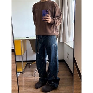 【有货】喷墨扎染牛仔裤男款美式复古vibe风裤子NZK56WW-特P48图片