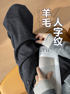 羊毛人字纹香蕉裤2025秋新款高腰窄版显瘦哈伦休闲裤子图片