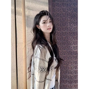 费尔岛提花开衫毛衣外套男款秋季设计感老钱风针织衫上衣SWD87图片