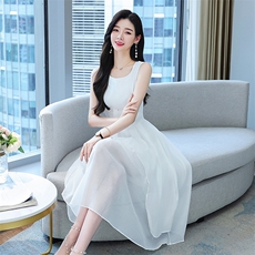 2023年夏季韩版时尚中长款套头修身不规则A字连衣裙，女装连衣裙，时尚俏佳人