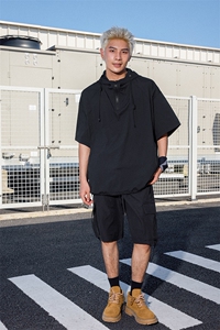 量大优 供视频 泡泡纱夏款连帽套装短袖短裤男 CP74TZ-特p60图片