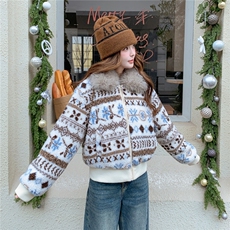 现货！放心推！费尔岛风大毛领羽绒服女2025新款女装白鸭绒外套，女装羽绒服，慧尚依恋