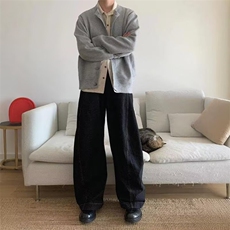 美式复古弯刀廓形黑色牛仔裤潮牌高级感宽松阔腿长裤K7078P47网图，女装牛仔裤，电商B245