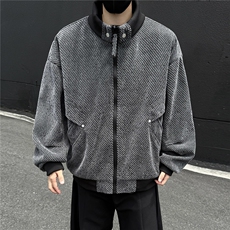 黑墙秋季工装夹克潮牌银丝斜纹雪尼尔翻领休闲外套A436-6109-P75，男装夹克，电商A436