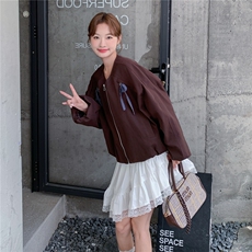 秋款新款设计感蝴蝶结休闲宽松短外套2C050-1292-P160-K258，女装短外套，2C050
