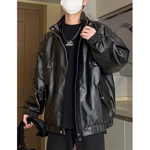 皮衣外套男春秋美式复古潮流痞帅设计感炸街机车皮夹克 J440图片