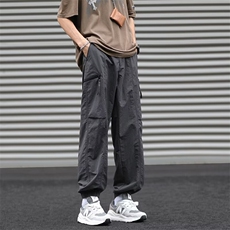 夏季冰丝凉感束脚工装裤男款日系宽松休闲拉链速干裤KB568，男装工装外套，星座1116A-1（原606A）