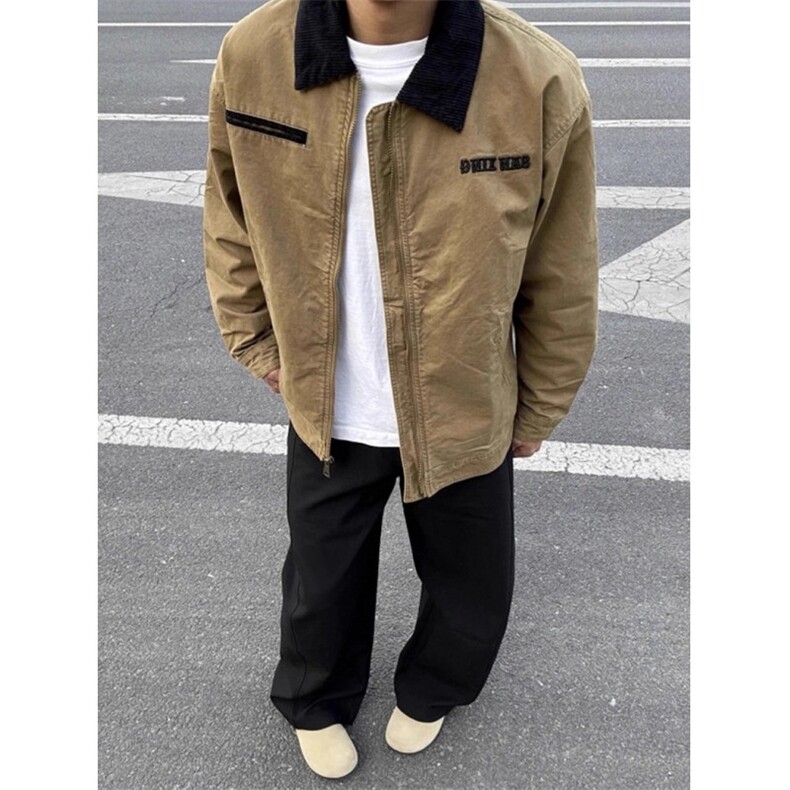 底特律短款外套男款秋季复古哈灵顿工装夹克潮牌棒球服JK886,男装夹克,星座1116A（原606A-3）