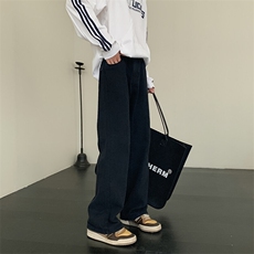 100棉水洗加软休闲裤拼接设计款修身微喇版型男女同款8928P48，男装休闲裤，星座902A