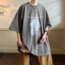 抖音得物二开现货220克夏装重磅美式高街宽松短袖t恤MT195，男装T恤，电商A486-1