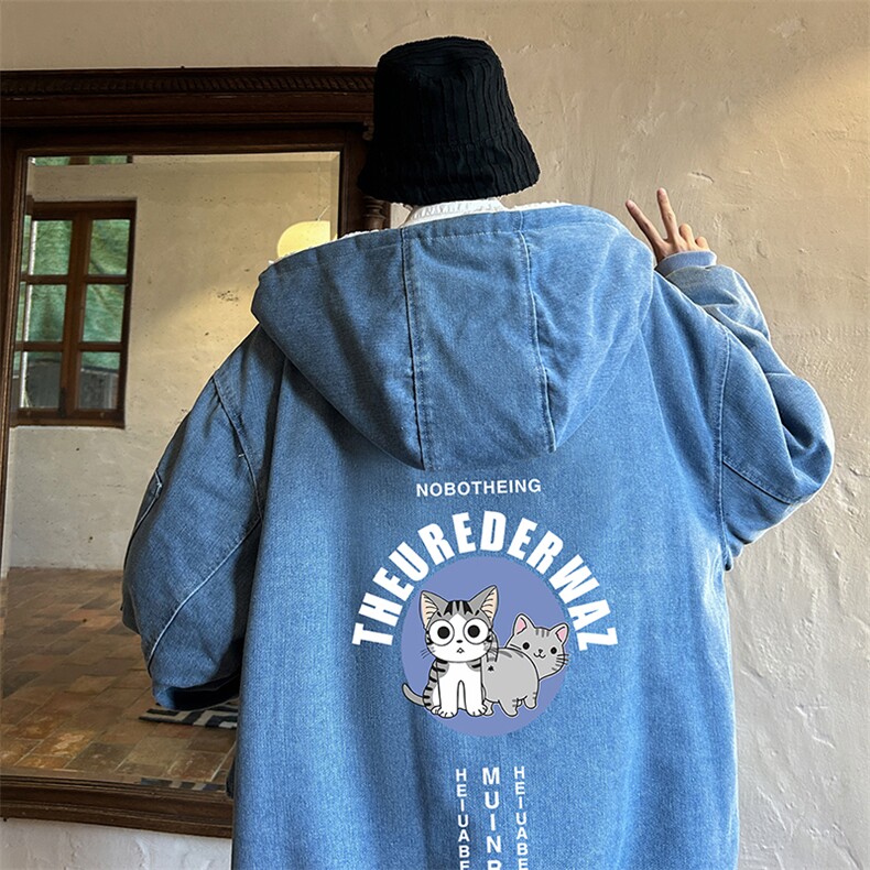 控价158牛仔外套男大码加厚加绒棉衣男羊羔毛棉服男NM53160-P140,男装棉衣,电商A040