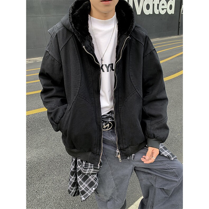 美式短款棉服外套秋冬季连帽休闲棉衣,男装棉衣,星座410-6（原星座1304-1）