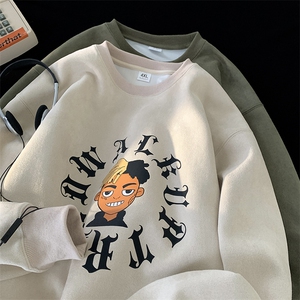 供抖音高品质 麂皮绒卫衣男港风圆领外套 416B-WY660-P48限68图片