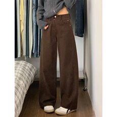加绒加厚美式复古高街牛仔裤女保暖阔腿裤韩N07581-P43加绒P50，男装牛仔裤，星座308B-2