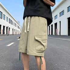 休闲工装短裤男夏季日系宽松青春系带五分裤K226-P28，男装休闲裤，星座1109-3