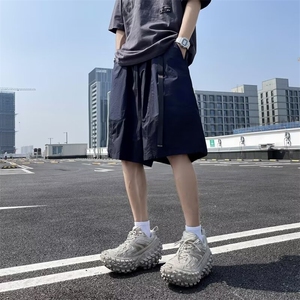 日系复古拼色工装短裤男夏季宽松防水五分裤透气运动中裤K6002