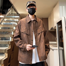 潮流皮夹克男宽松皮衣秋季情侣个性外套新款A266-PY009-P100控168，男装夹克，电商A266