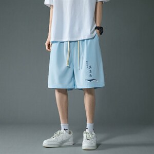 HD74261-P22 华夫格短裤男大码宽松五分裤男直筒中裤图片