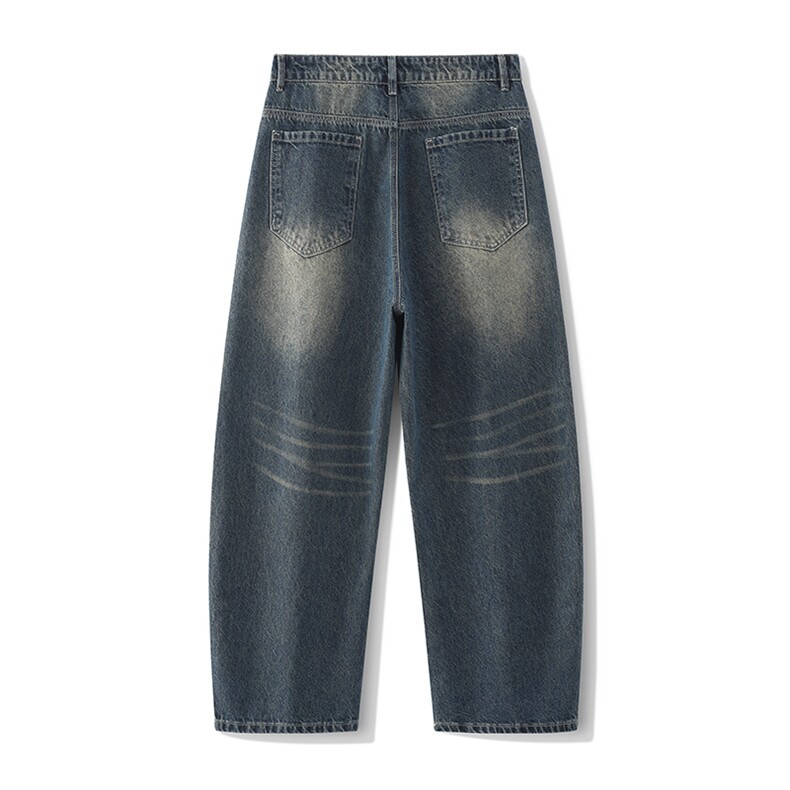 新款阔腿平腰弯刀牛仔裤秋季新款潮牌宽松水洗休闲长裤子2631-P48,男装牛仔裤,星座1006