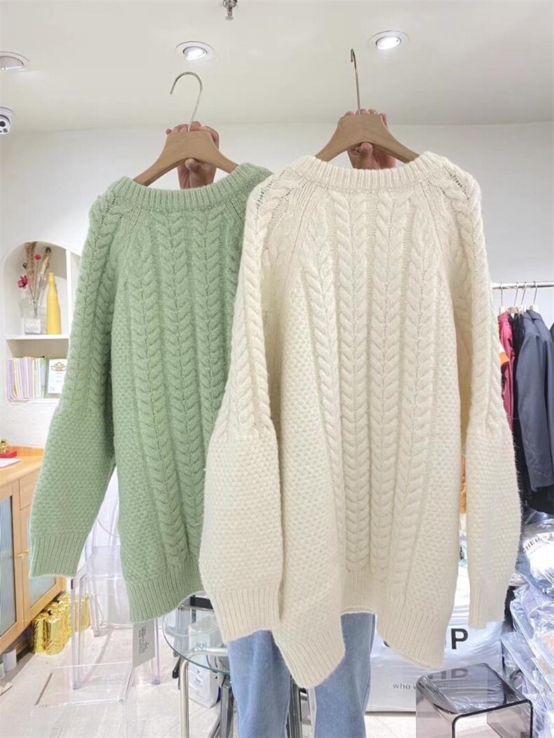 秋冬新款v领花大毛衣，女装针织衫/毛衣，UPUP