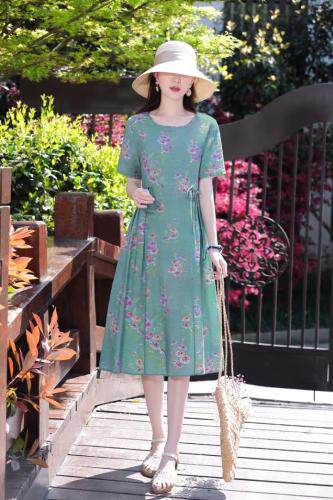 现货，棉麻天丝连衣裙，女装连衣裙，金典明美