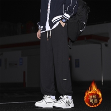 直筒裤子男士秋冬季加绒加厚卫裤宽松长裤K923-特批-32加绒特批42，男装休闲裤，星座718-1