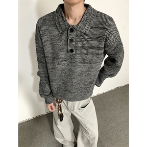 美式复古毛衣男慵懒高级感翻领针织衫秋冬打底衫MY0584-P73图片