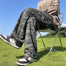 迷彩工装牛仔裤男春秋美式潮牌小众直筒裤高街ins宽松K85-P55，男装休闲裤，星座1109-3