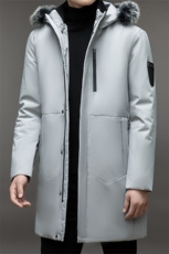 男士中长款连帽羽绒服2023年冬季新款中年休闲保暖加厚白鸭绒外套，男装羽绒服，电商B212（原钱塘6029）