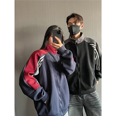 重磅全棉450克开衫立领撞色卫衣boxy短宽潮牌外套男装RH5362-P55，女装短外套，星座610B-1