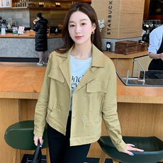 新款秋装外套女常规翻领百搭插肩袖单件长袖直筒短款上衣，女装短外套，梦懿尔