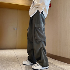 秋冬季灯芯绒工装长裤男士日系潮牌宽松百搭直筒休闲裤K7546-P40，男装休闲裤，星座512-3