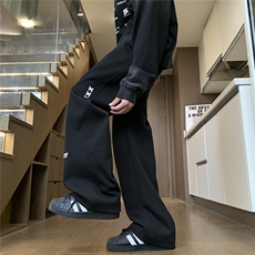 现货,美式休闲裤男秋冬刺绣直筒裤卫裤宽松阔腿裤长裤P50-控78，男装休闲裤，电商D309
