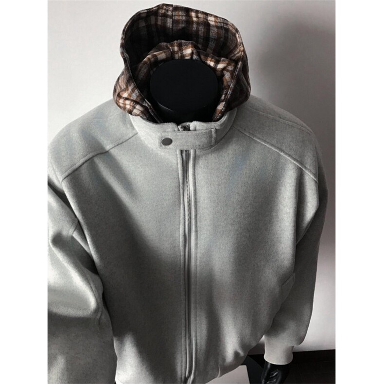 【有货】8912CC-特P85假两件格子连帽开衫卫衣男加厚毛呢外套,男装卫衣,星座1007（原301D）