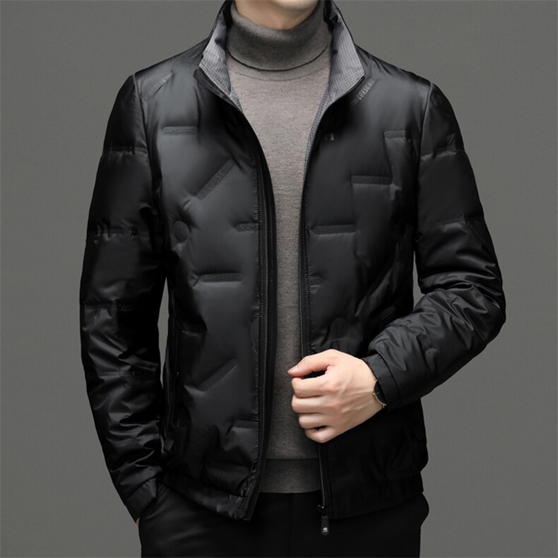 羽绒服男士冬季2023新款中年立领商务休闲爸爸装加厚保暖外套,男装羽绒服,电商B212（原钱塘6029）