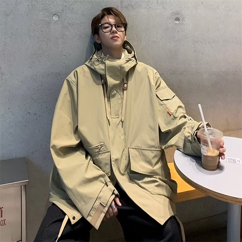 春天春季美式立体口袋网红外套男工装男士休闲连帽夹克宽松百搭新,男装夹克,星座601-2