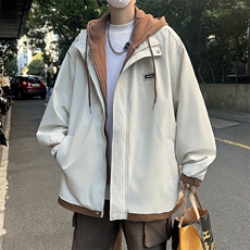 F50-P642024秋季新款假两件外套男士潮牌宽松休闲夹克冲锋衣，男装夹克，星座512-6